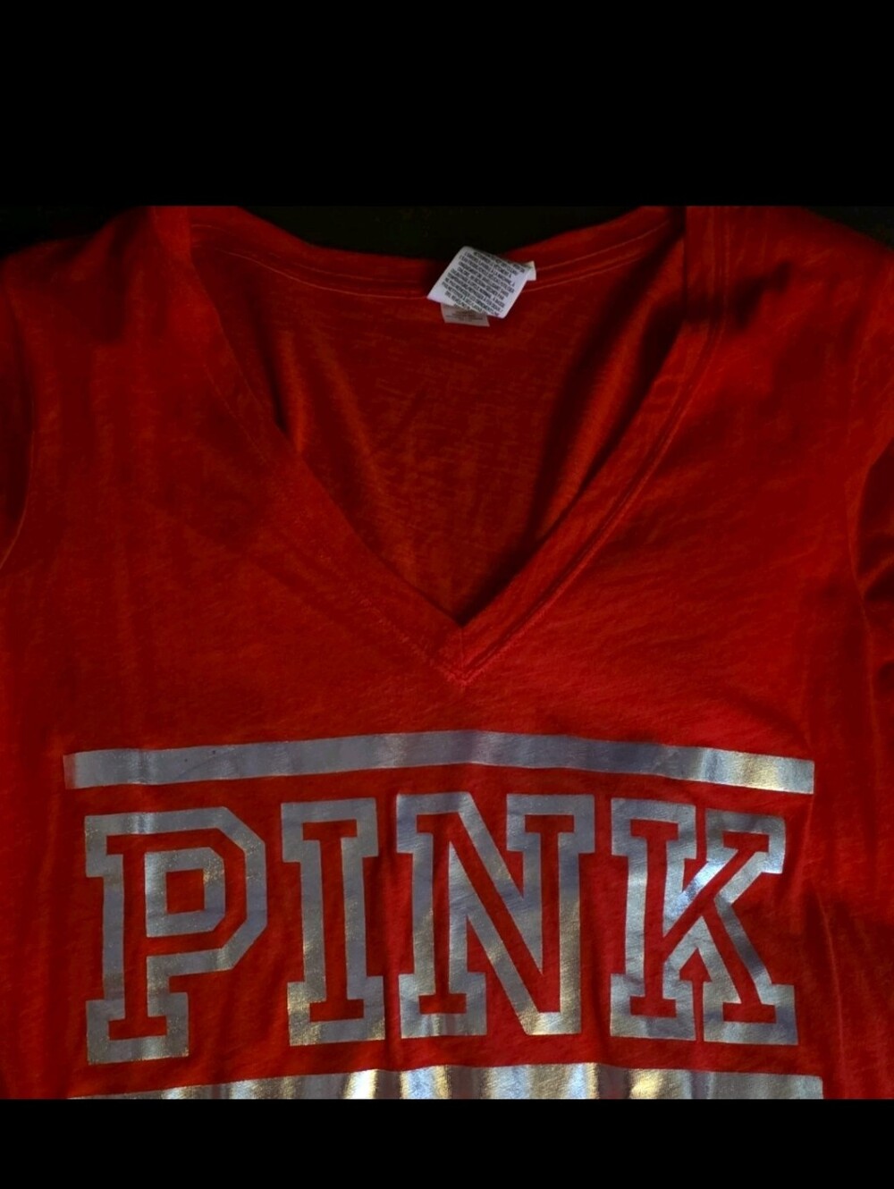 Victoria's Secret PINK Red Tee with Black Logo